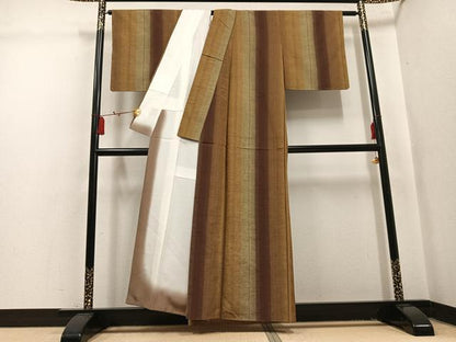 平和屋着物●上質な紬　間道　正絹　逸品　AABL1673ph