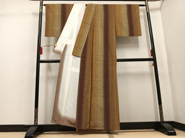 平和屋着物●上質な紬　間道　正絹　逸品　AABL1673ph