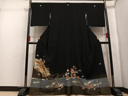 平和屋着物●豪華黒留袖　作家物　駒刺繍　立波宝尽くし　金彩　正絹　逸品　AABL1676ph