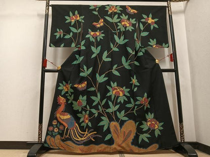 平和屋着物●訪問着　鳳凰花蝶文　金彩　正絹　逸品　AABL1677ph