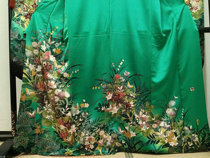平和屋着物●女優・後藤久美子ブランド　振袖　花蝶文　正絹　逸品　AABL1679ph