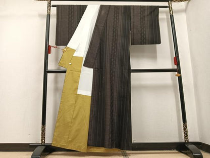 平和屋着物●本場大島紬　間道　正絹　逸品　AABL1680ph