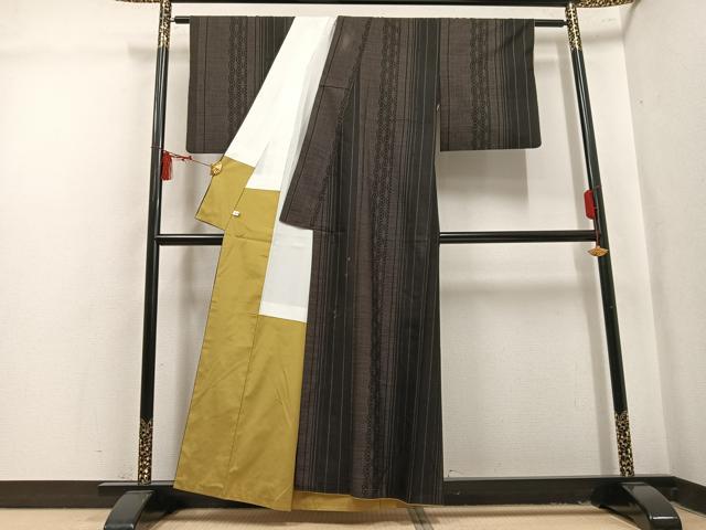 平和屋着物●本場大島紬　間道　正絹　逸品　AABL1680ph