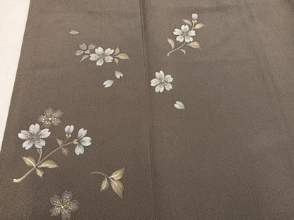 平和屋着物●京友禅作家　伊藤美智夫　訪問着　刺繍　手描き　舞桜文　暈し染め　金彩　正絹　逸品　AABL1690ph
