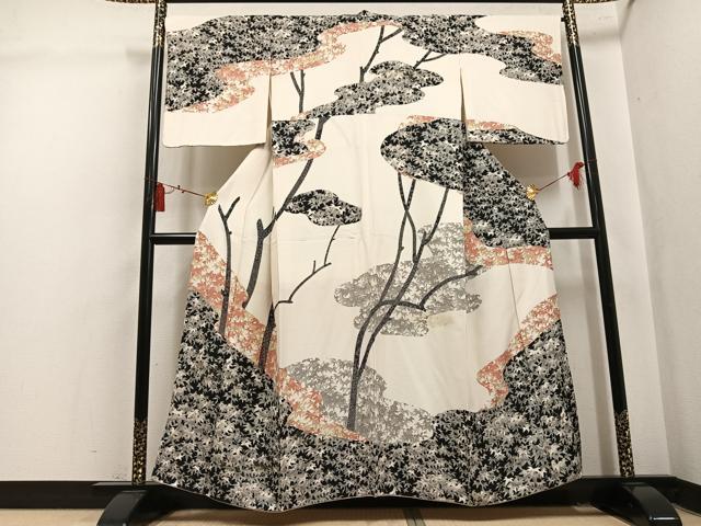 平和屋着物●訪問着　草花文　金彩　正絹　逸品　AABL1691ph
