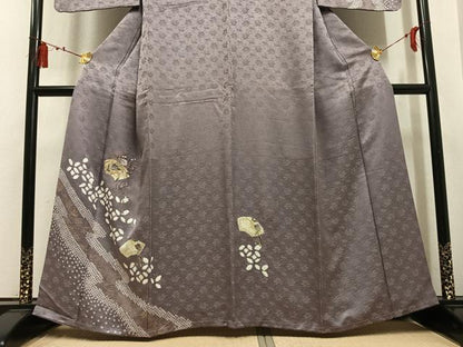 平和屋着物●訪問着　絞り　刺繍　地紙花文　金彩　正絹　逸品　未使用　AABL1692ph