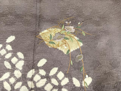 平和屋着物●訪問着　絞り　刺繍　地紙花文　金彩　正絹　逸品　未使用　AABL1692ph
