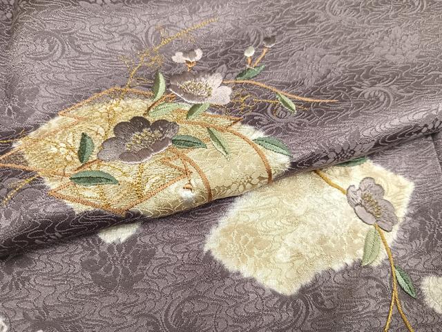平和屋着物●訪問着　絞り　刺繍　地紙花文　金彩　正絹　逸品　未使用　AABL1692ph
