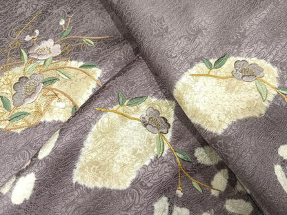 平和屋着物●訪問着　絞り　刺繍　地紙花文　金彩　正絹　逸品　未使用　AABL1692ph