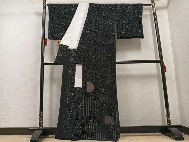 平和屋着物●訪問着　瓢箪　黒地　正絹　逸品　AABL1695ph