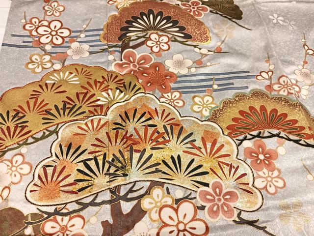 平和屋着物●豪華振袖　駒刺繍　草花文　暈し染め　金彩　正絹　逸品　AABL1698ph