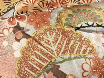 平和屋着物●豪華振袖　駒刺繍　草花文　暈し染め　金彩　正絹　逸品　AABL1698ph