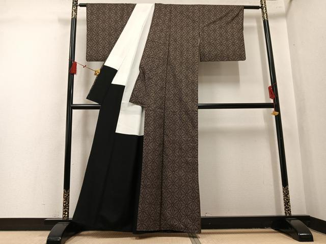 平和屋着物●本場大島紬　7マルキ　麻の葉文様　正絹　逸品　AABL1700ph