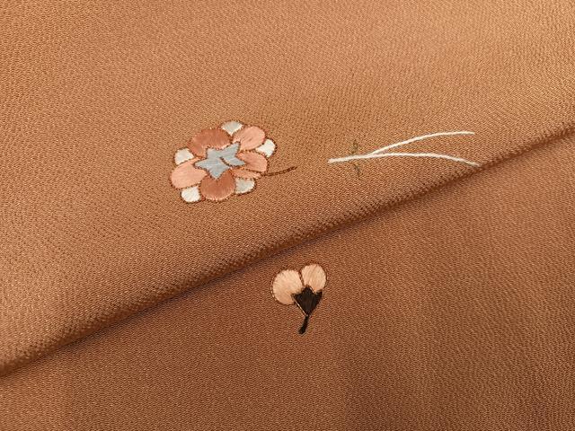 平和屋着物●訪問着　総刺繍　駒刺繍　草花文　金糸　鬼しぼ縮緬　正絹　逸品　AABL1701ph
