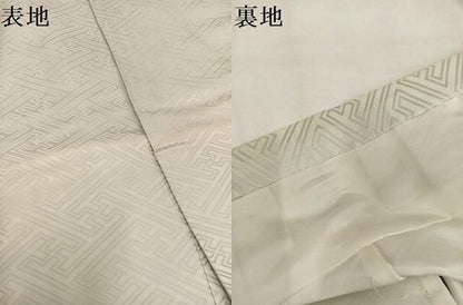 平和屋着物●男性　馬乗り袴　紗綾形地紋　練色　正絹　逸品　AABL1705ph
