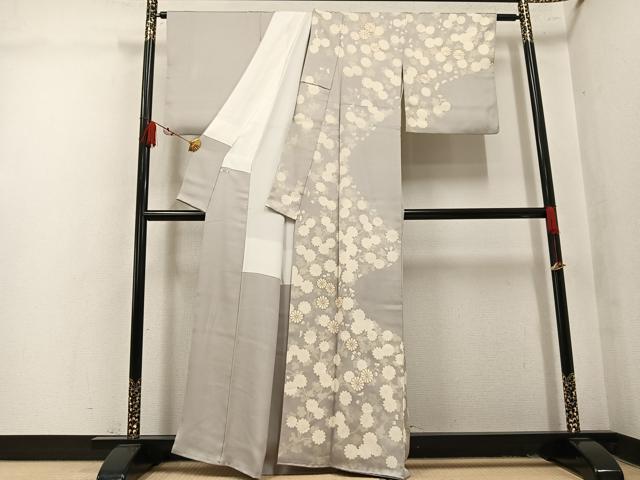 平和屋着物●訪問着　駒刺繍　枝花文　正絹　逸品　AABL1706ph