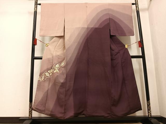 平和屋着物●訪問着　駒刺繍　唐草文　暈し染め　金彩　正絹　逸品　AABL1707ph