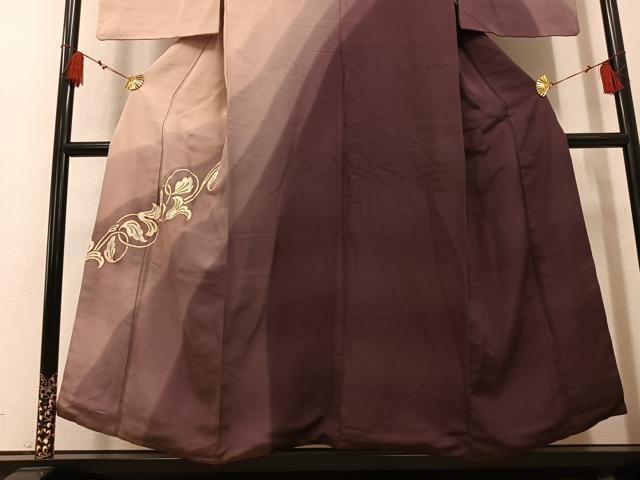 平和屋着物●訪問着　駒刺繍　唐草文　暈し染め　金彩　正絹　逸品　AABL1707ph
