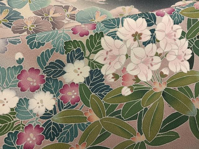 平和屋着物●十日町友禅作家　岡村蒼風　黒留袖　草花文　暈し染め　正絹　逸品　AABL1709ph