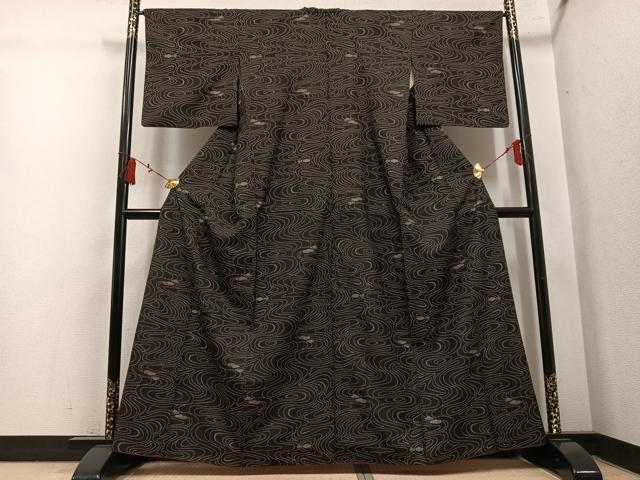 平和屋着物●本場大島紬　7マルキ　流水文　正絹　逸品　AABL1712ph