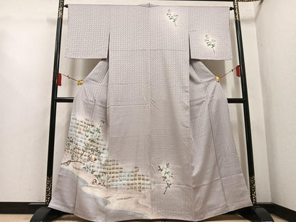 平和屋着物●訪問着　刺繍　鴛鴦枝花文　暈し染め　正絹　逸品　未使用　AABL1713ph