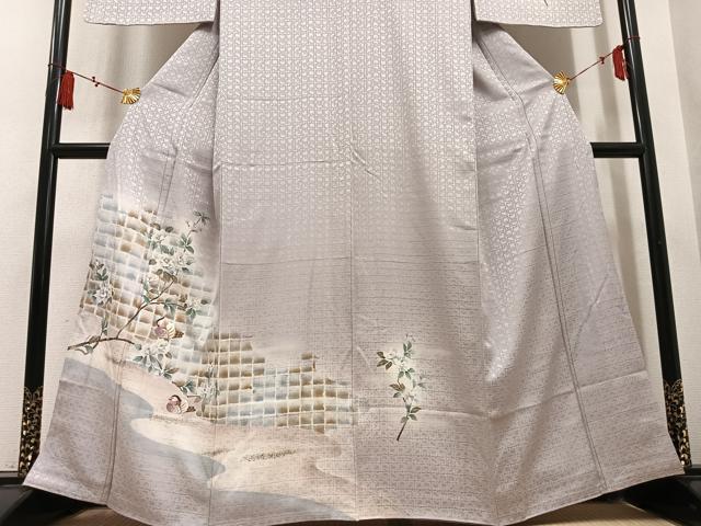 平和屋着物●訪問着　刺繍　鴛鴦枝花文　暈し染め　正絹　逸品　未使用　AABL1713ph