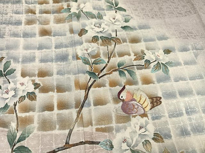 平和屋着物●訪問着　刺繍　鴛鴦枝花文　暈し染め　正絹　逸品　未使用　AABL1713ph