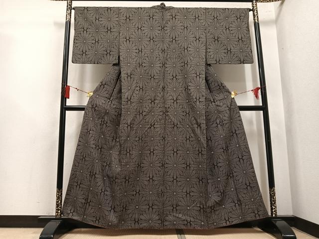 平和屋着物●本場大島紬　7マルキ　花尽くし　正絹　逸品　AABL1717ph
