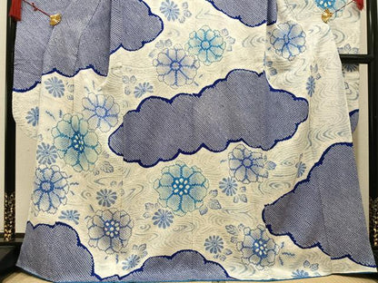 平和屋着物●豪華振袖　総絞り　草花文　雲　正絹　逸品　AABL1718ph