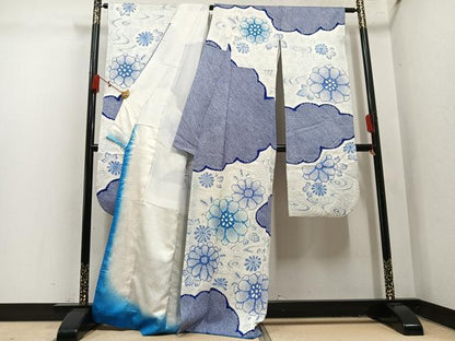 平和屋着物●豪華振袖　総絞り　草花文　雲　正絹　逸品　AABL1718ph