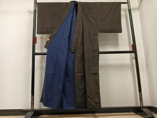 平和屋着物●男性　紬　縞　正絹　逸品　AABL1719ph