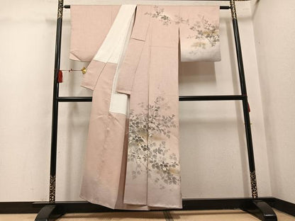 平和屋着物●訪問着　作家物　枝花文　暈し染め　金彩　正絹　逸品　AABL1721ph