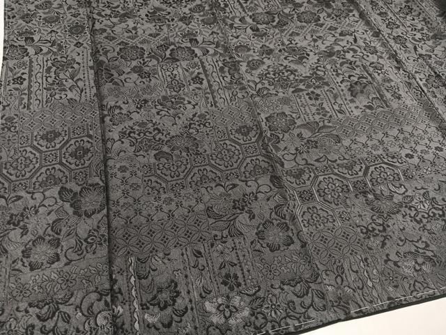 平和屋着物●お召　天目織　花鳥文　千歳茶色　反端付き　正絹　逸品　未使用　AABL1722ph