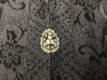 平和屋着物●お召　天目織　花鳥文　千歳茶色　反端付き　正絹　逸品　未使用　AABL1722ph