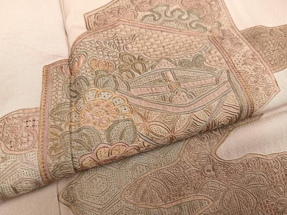平和屋着物●訪問着　中国三大刺繍　スワトウ刺繍　汕頭刺繍　総刺繍　亀甲花文　暈し染め　金銀彩　正絹　逸品　AABL1725ph