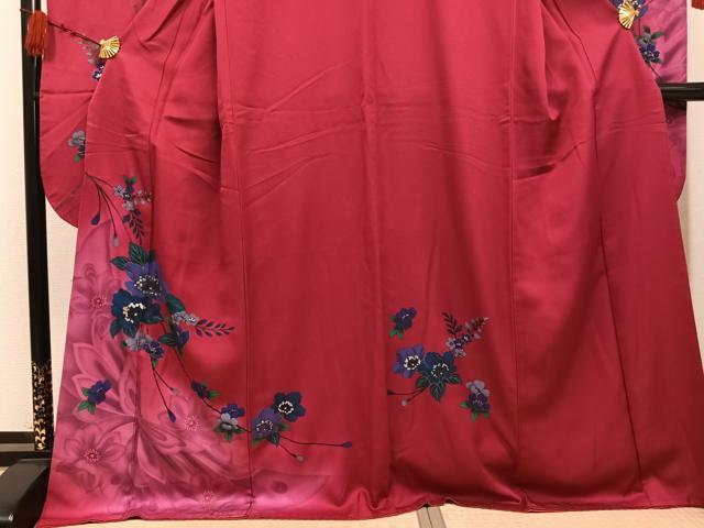 平和屋着物●豪華振袖　草花文　暈し染め　銀彩　正絹　逸品　AABL1726ph
