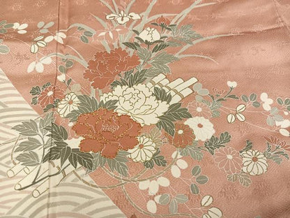 平和屋着物●訪問着　駒刺繍　花筏　金彩　正絹　逸品　AABL1727ph