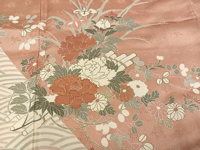 平和屋着物●訪問着　駒刺繍　花筏　金彩　正絹　逸品　AABL1727ph