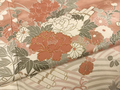 平和屋着物●訪問着　駒刺繍　花筏　金彩　正絹　逸品　AABL1727ph