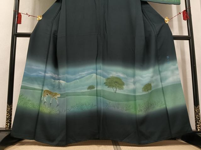 平和屋着物●訪問着　作家物　隆二　チーター　暈し染め　正絹　逸品　AABL1730ph