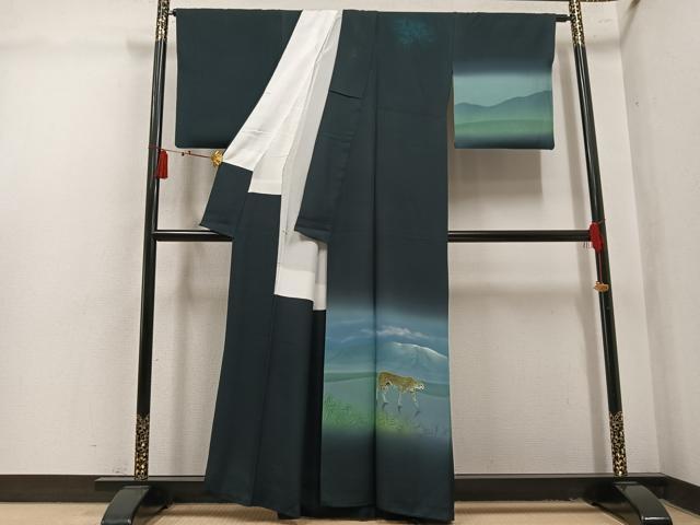 平和屋着物●訪問着　作家物　隆二　チーター　暈し染め　正絹　逸品　AABL1730ph