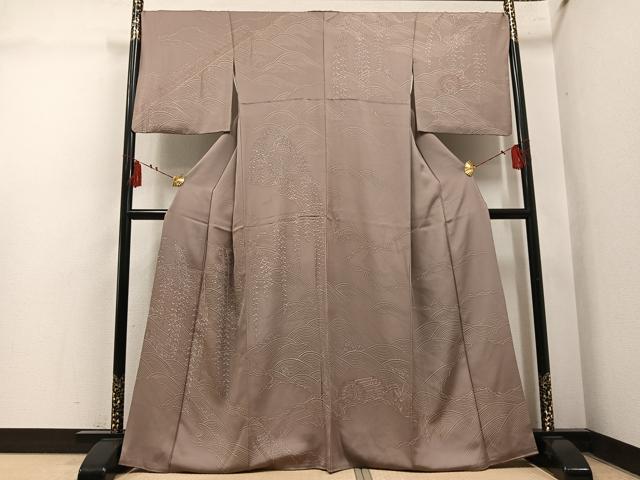 平和屋着物●訪問着　渡橋立波花文　正絹　逸品　AABL1731ph