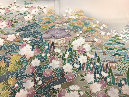 平和屋着物●京友禅作家　外池雅峰　色留袖　浜松風景文　暈し染め　正絹　逸品　AABL1734ph