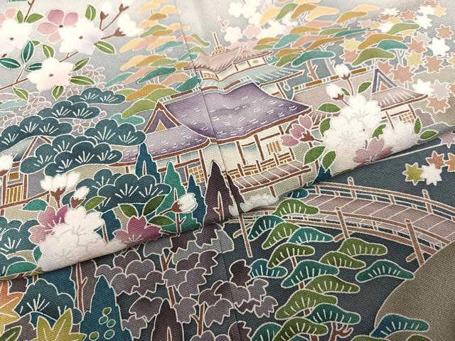 平和屋着物●京友禅作家　外池雅峰　色留袖　浜松風景文　暈し染め　正絹　逸品　AABL1734ph