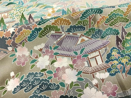 平和屋着物●京友禅作家　外池雅峰　色留袖　浜松風景文　暈し染め　正絹　逸品　AABL1734ph