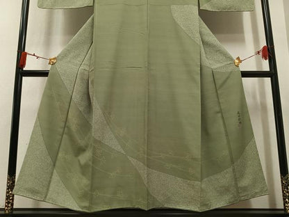 平和屋着物●成田彩峰　訪問着　紬地　草木文　鈴乃屋扱い　正絹　逸品　未使用　AABL1737ph