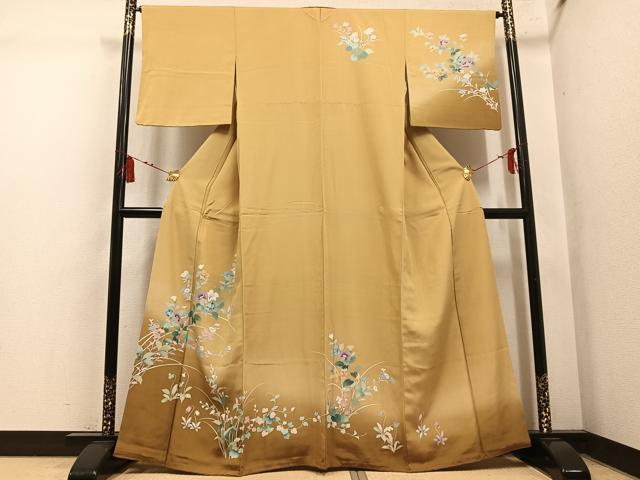 平和屋着物●訪問着　友禅　草花文　暈し染め　正絹　逸品　AABL1738ph