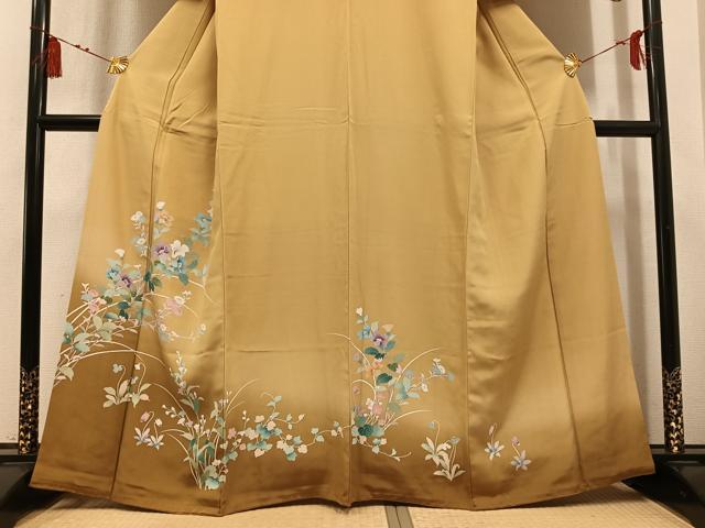 平和屋着物●訪問着　友禅　草花文　暈し染め　正絹　逸品　AABL1738ph