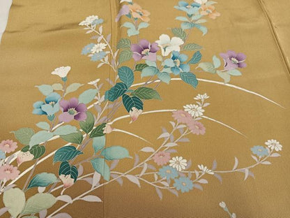 平和屋着物●訪問着　友禅　草花文　暈し染め　正絹　逸品　AABL1738ph