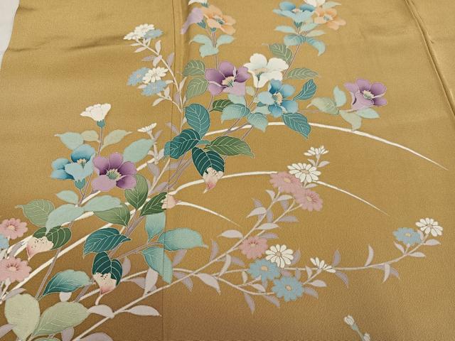 平和屋着物●訪問着　友禅　草花文　暈し染め　正絹　逸品　AABL1738ph